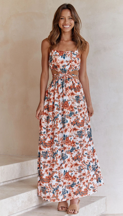 Printed Lace-Up Cutout Dress