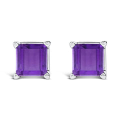 14K Gold 5x5MM Princess Cut Gemstone Solitaire Stud Earrings