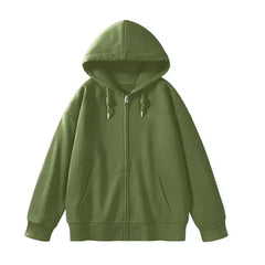 Jielur Solid Color Comfortable Women's Zip-Up Hoodie