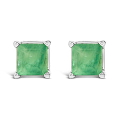 14K Gold 5x5MM Princess Cut Gemstone Solitaire Stud Earrings