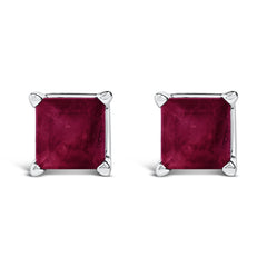 14K Gold 5x5MM Princess Cut Gemstone Solitaire Stud Earrings