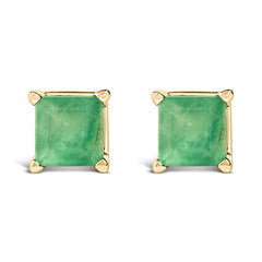 14K Gold 5x5MM Princess Cut Gemstone Solitaire Stud Earrings
