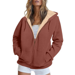 Winter Sherpa Zip-Up Hoodie for Women XXXXL