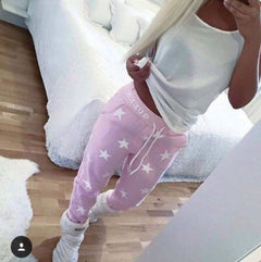 Stylish Drawstring Printed Star Casual Pants