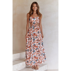 Printed Lace-Up Cutout Dress