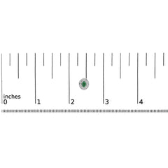 14K White Gold Oval Green Emerald and 1/10 Cttw Diamond Halo Stud Earrings  (I-J Color, I1-I2 Clarity)