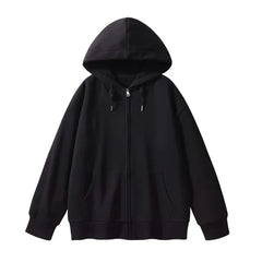 Jielur Solid Color Comfortable Women's Zip-Up Hoodie