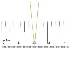 14K Yellow Gold 3/8 Cttw 3 Prong Martini Set Round Diamond Solitaire Pendant Necklace (G-H Color, SI2-I1 Clarity) - 18" Inches
